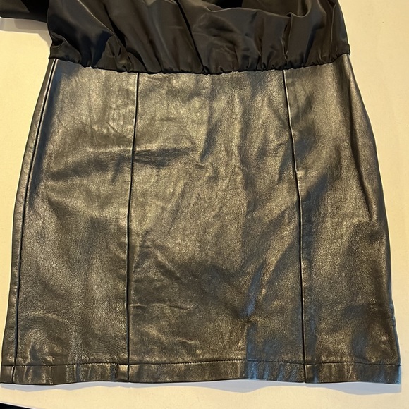 Faux leather and silk mini dress - Picture 2 of 9